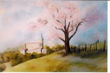 Painting titled "paysage printanier" by Mickael Thébault, Original Artwork