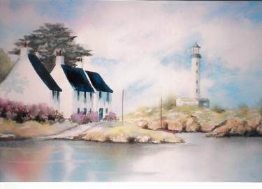 Peinture intitulée "phare breton" par Mickael Thébault, Œuvre d'art originale