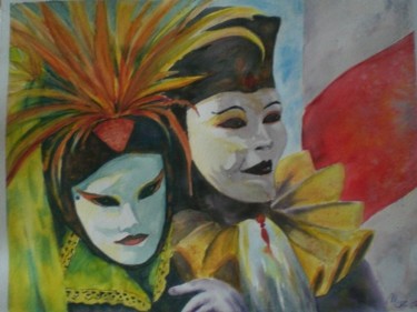 Painting titled "masques vénitiens" by Mickael Thébault, Original Artwork