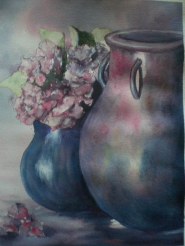 Pintura titulada "hortensias" por Mickael Thébault, Obra de arte original