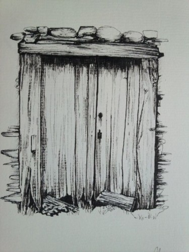 Drawing titled "porte" by Mickael Thébault, Original Artwork