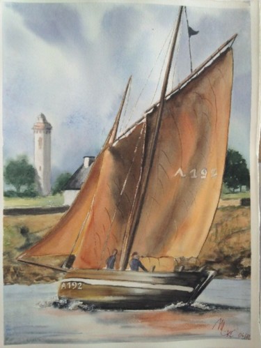 Peinture intitulée "bateau" par Mickael Thébault, Œuvre d'art originale