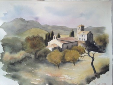 Painting titled "paysage provençal" by Mickael Thébault, Original Artwork