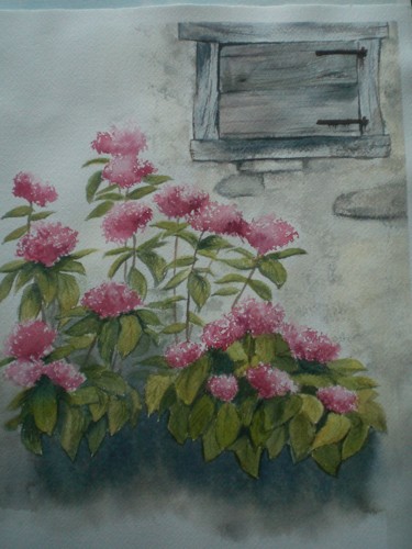 Pintura titulada "hortensia" por Mickael Thébault, Obra de arte original