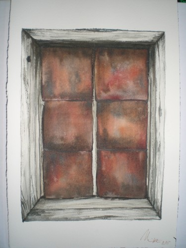 Painting titled "vitres rouillées" by Mickael Thébault, Original Artwork