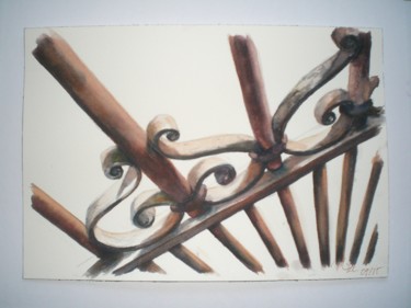 Painting titled "grille" by Mickael Thébault, Original Artwork