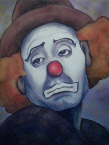 Pittura intitolato "clown triste" da Mickael Thébault, Opera d'arte originale