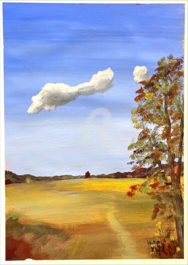 Peinture intitulée "Etude nuage 2" par Mickael Vadin, Œuvre d'art originale, Acrylique