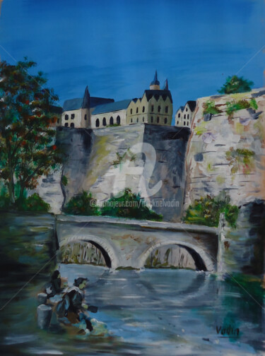 Painting titled "Luxembourg, Le pont…" by Mickael Vadin, Original Artwork, Oil