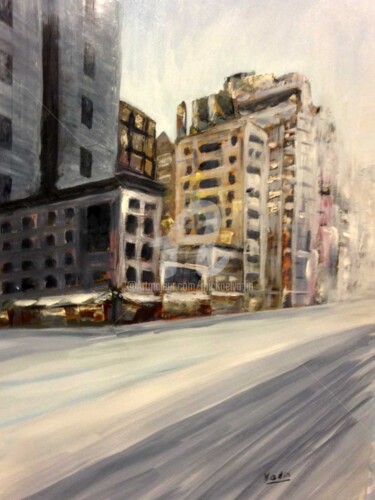 Painting titled "New York, 8th Avenue" by Mickael Vadin, Original Artwork, Oil