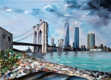Painting titled "New-York / Brooklyn…" by Mickael Vadin, Original Artwork, Acrylic