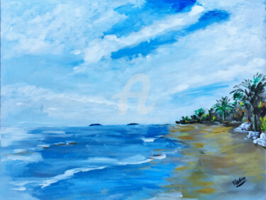 Painting titled "Guyane la plage de…" by Mickael Vadin, Original Artwork, Acrylic