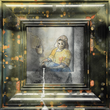 Pittura intitolato "Cry over spilt milk" da Mick Rafferty, Opera d'arte originale, Acquarello