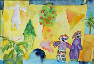 Картина под названием "Three's a Crowd" - Mick Rafferty, Подлинное произведение искусства, Акварель