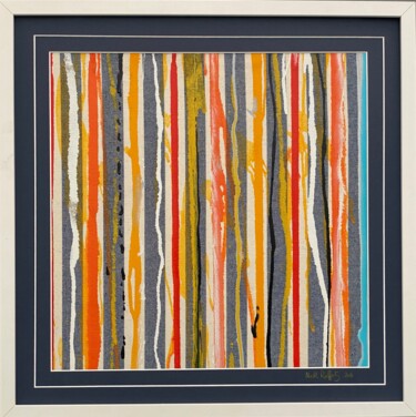 Schilderij getiteld "Pinstripe" door Mick Rafferty, Origineel Kunstwerk, Glazuur