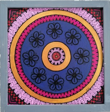 Painting titled "Mandala Peace & Dre…" by Marie Miclo, Original Artwork, Acrylic Mounted on Wood Panel