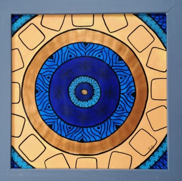 Painting titled "Mandala Peace & Dre…" by Marie Miclo, Original Artwork, Acrylic Mounted on Wood Panel