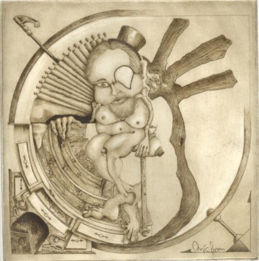 Gravures & estampes intitulée "embryon désseché" par Mictorn, Œuvre d'art originale, Gravure