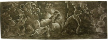 Gravures & estampes intitulée "la caverne" par Mictorn, Œuvre d'art originale, Gravure