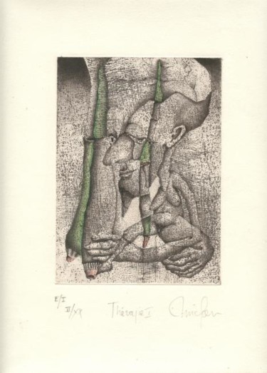 Gravures & estampes intitulée "Therapie I" par Mictorn, Œuvre d'art originale, Gravure