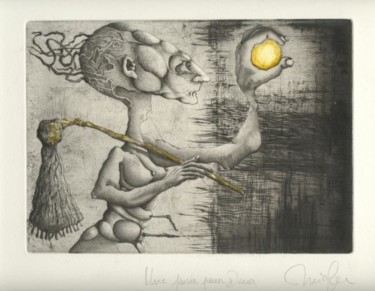 Gravures & estampes intitulée "une pensée pour DEUX" par Mictorn, Œuvre d'art originale, Gravure
