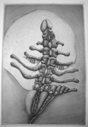 Gravures & estampes intitulée "cerebrale anatomie" par Mictorn, Œuvre d'art originale, Gravure