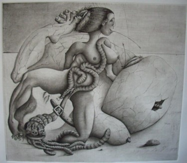 Gravures & estampes intitulée "La mere des croyants" par Mictorn, Œuvre d'art originale, Gravure