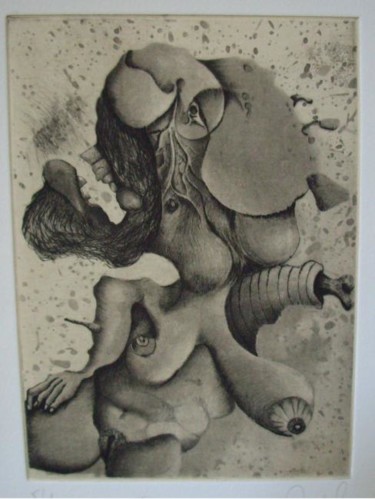 Gravures & estampes intitulée "therapie II" par Mictorn, Œuvre d'art originale, Gravure