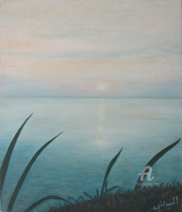 Painting titled "Calme" by Tarek Midani, Original Artwork, Oil Mounted on Wood Stretcher frame
