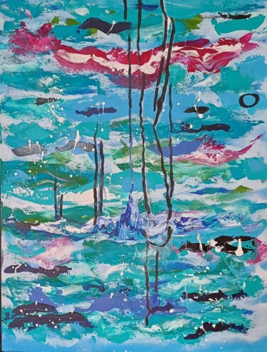Malerei mit dem Titel "DAS WEINENDE MEER" von Mido Hussein, Original-Kunstwerk, Acryl