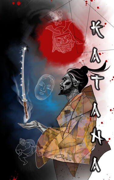 Arte digital titulada "KATANA" por Miedo Art In The World, Obra de arte original, Pintura Digital