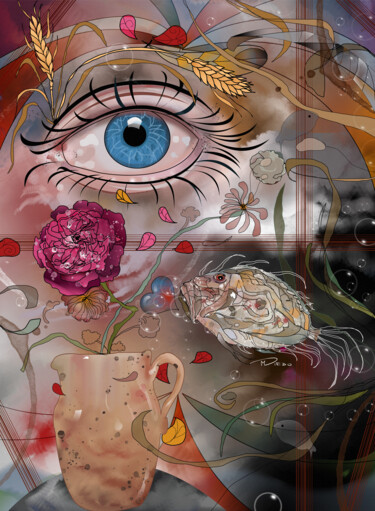 Arte digital titulada "ECLISSE" por Miedo Art In The World, Obra de arte original, Pintura Digital