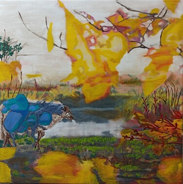 Painting titled "Nature is an artist…" by Mieke Van Os, Original Artwork, Oil Mounted on Wood Stretcher frame