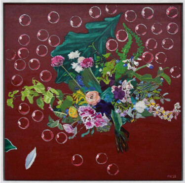 Malarstwo zatytułowany „Into my bubble of f…” autorstwa Mieke Van Os, Oryginalna praca, Olej Zamontowany na Drewniana rama n…