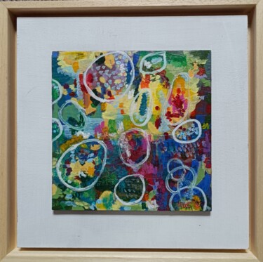 Painting titled "Soap bubbles" by Mieke Van Os, Original Artwork, Acrylic Mounted on Wood Panel