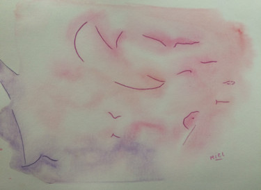 Painting titled "Le bateau" by Miel, Original Artwork, Watercolor