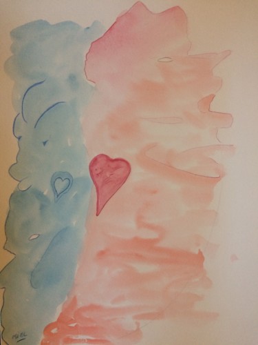 Peinture intitulée "Coeur de dragon" par Miel, Œuvre d'art originale, Aquarelle