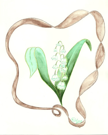 Painting titled "muguet" by Miel, Original Artwork, Watercolor