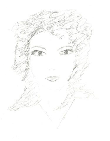 Drawing titled "femme mystère" by Miel, Original Artwork, Pencil
