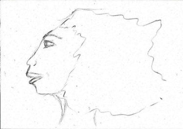 Drawing titled "visage de femme" by Miel, Original Artwork, Pencil