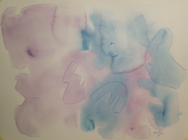 Painting titled "chemin" by Miel, Original Artwork, Watercolor