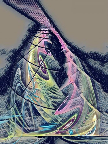 Digitale Kunst mit dem Titel "In a high wave" von Mies De Graaf, Original-Kunstwerk, 2D digitale Arbeit