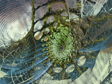 Digitale Kunst mit dem Titel "Sea behind a cobweb" von Mies De Graaf, Original-Kunstwerk, 2D digitale Arbeit