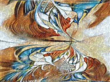 Digitale Kunst mit dem Titel "Floating above water" von Mies De Graaf, Original-Kunstwerk, 2D digitale Arbeit