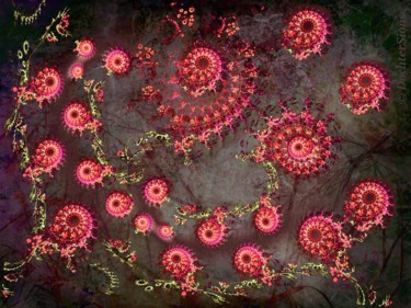 Цифровое искусство под названием "Dancing flowers by…" - Mies De Graaf, Подлинное произведение искусства, 2D Цифровая Работа