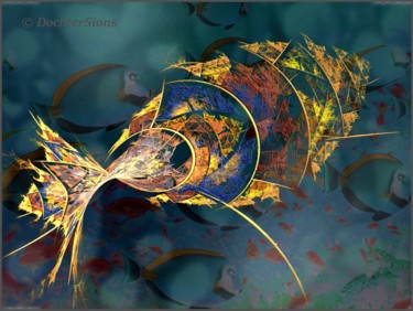Arts numériques intitulée "Als een vis in het…" par Mies De Graaf, Œuvre d'art originale, Travail numérique 2D
