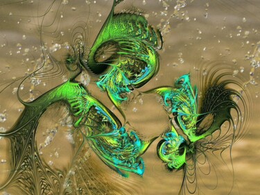 Arts numériques intitulée "Jumping Fish" par Mies De Graaf, Œuvre d'art originale, Travail numérique 2D
