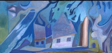 Malarstwo zatytułowany „domki” autorstwa Mieczysław Burda, Oryginalna praca