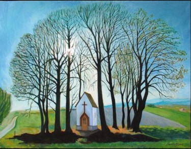 Pintura intitulada "kapliczka" por Mieczysław Burda, Obras de arte originais