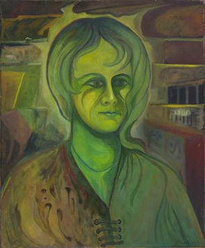 Painting titled "portret L" by Mieczysław Burda, Original Artwork